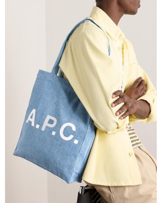 A.P.C. Blue Lou Logo-print Denim Tote Bag for men