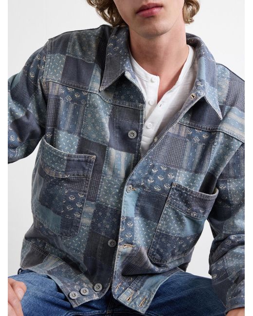 RRL Blue Patchwork Cotton Jacket for men
