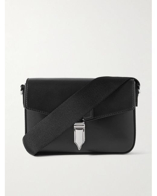 Montblanc Black Leather Messenger Bag for men