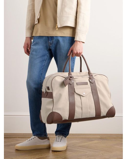 Brunello Cucinelli Natural Leather-trimmed Canvas Holdall for men