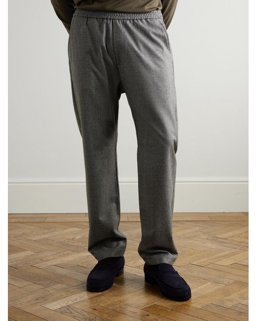 Barena Gray Straight-leg Virgin Wool Drawstring Trousers for men