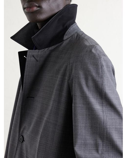 Burberry Gray Prince Of Wales Checked Virgin Wool Car Coat for men