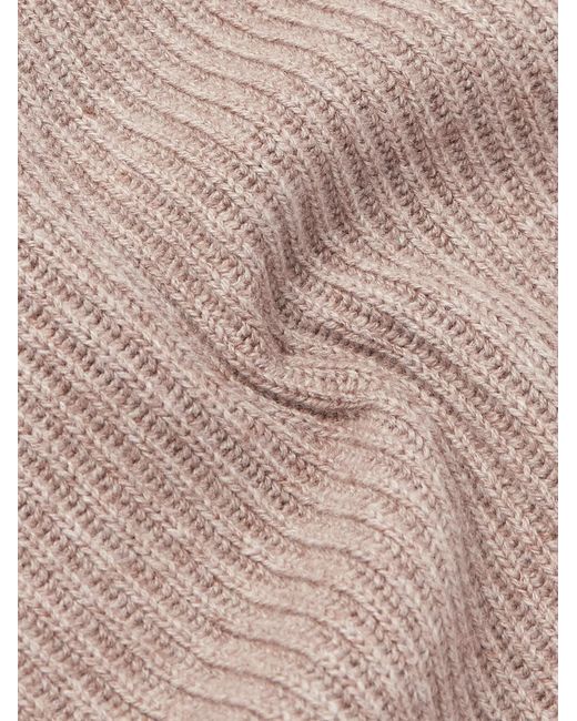 Brunello Cucinelli Natural Ribbed Cashmere Sweater for men