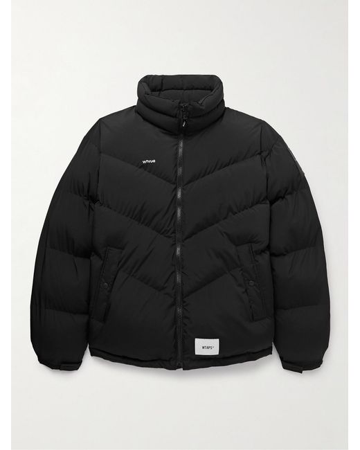 (w)taps Black Logo-Embroidered Quilted Shell Down Jacket for men