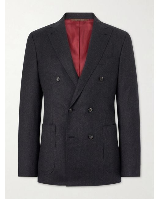 Canali Black Kei Double-Breasted Wool Blazer for men