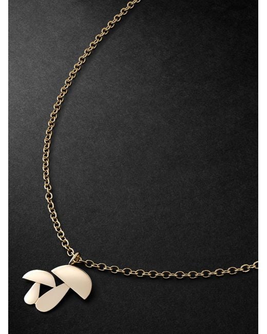 Sydney Evan Black Mushroom Large Gold Pendant Necklace for men