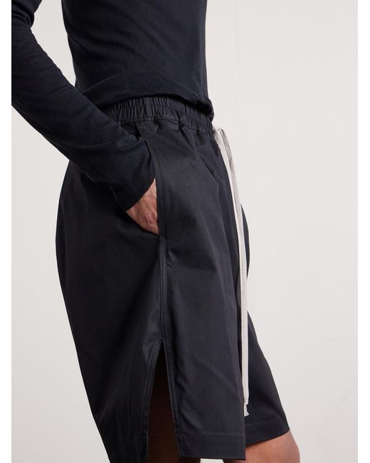 Rick Owens Black Straight-leg Cotton-blend Poplin Shorts for men