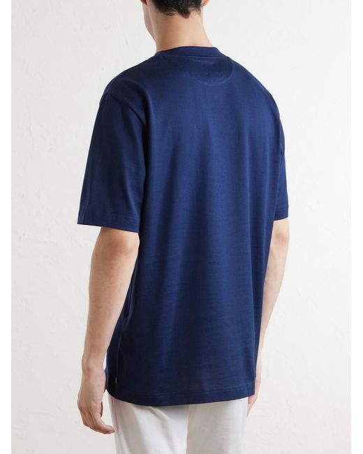 Eleventy Blue Cotton-Jersey T-Shirt for men