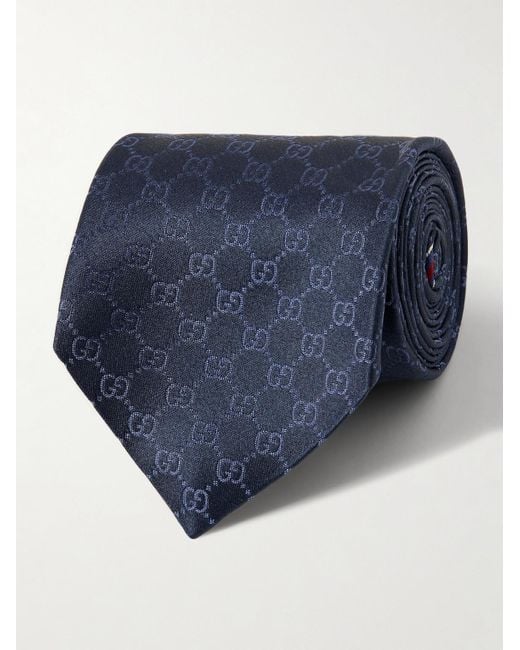 Gucci Blue 8cm Logo-jacquard Silk Tie for men