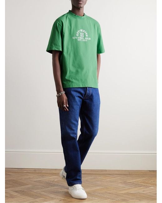 T-shirt in jersey di cotone con logo di Off-White c/o Virgil Abloh in Green da Uomo