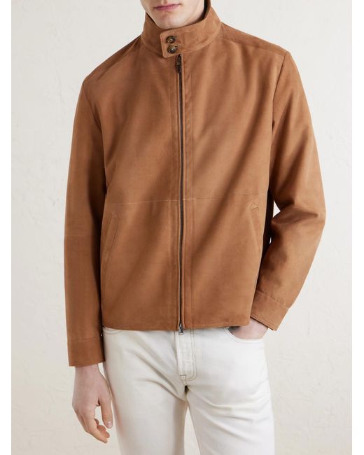Canali Brown Suede Harrington Jacket for men