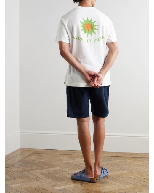 Frescobol Carioca Dinis Clube de Praia T-Shirt aus Jersey aus einer Baumwoll-Leinenmischung mit Print in White für Herren