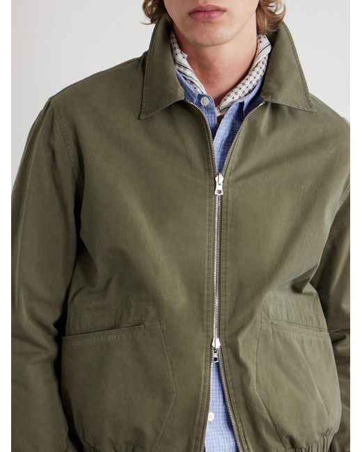 Drake's Green Cotton Blouson Reversible Jacket for men