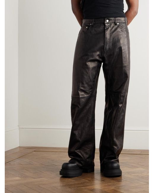 Rick Owens Geth weit geschnittene Hose aus Leder in Black für Herren