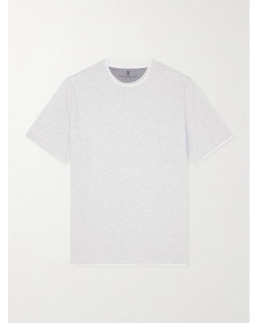 Brunello Cucinelli White Layered Cotton-Jersey T-Shirt for men