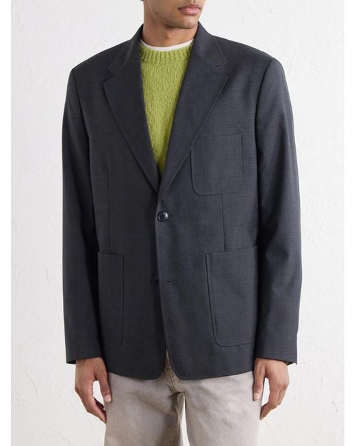mfpen Blue Patch Wool-Twill Blazer for men