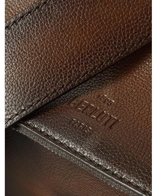 Berluti Gray Périple Barrel Scritto Venezia Leather Softy Messenger Bag for men