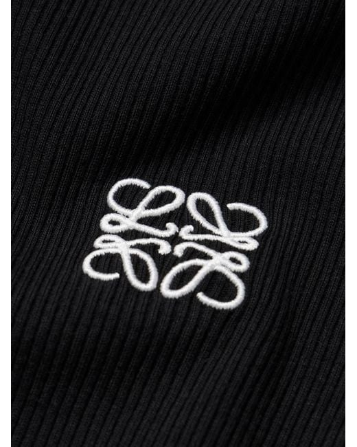 Loewe Oversized-Oberteil aus gerippter Baumwolle mit Logostickerei in Black für Herren