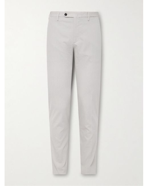 Pantaloni slim-fit gessati in misto cotone seersucker Venezia 1951 di Incotex in Gray da Uomo
