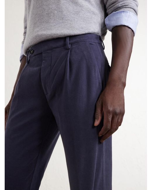 Massimo Alba Blue Ionio2 Straight-leg Cotton-blend Trousers for men