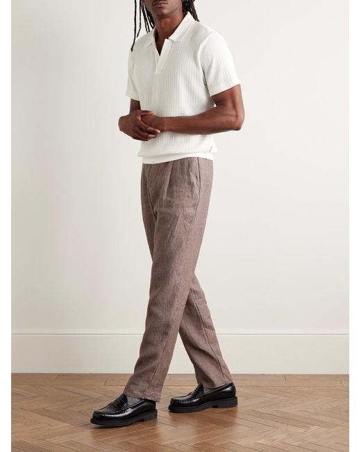 Oliver Spencer White Westcott Ribbed Organic Cotton Polo Shirt for men