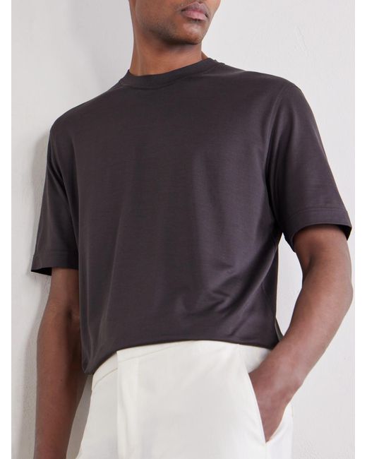 Zegna Purple Cotton And Silk-blend T-shirt for men