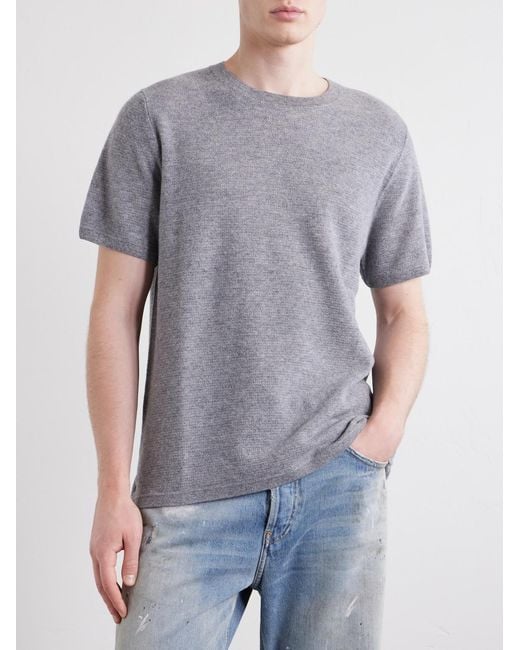 God's True Cashmere Gray Cashmere T-Shirt for men
