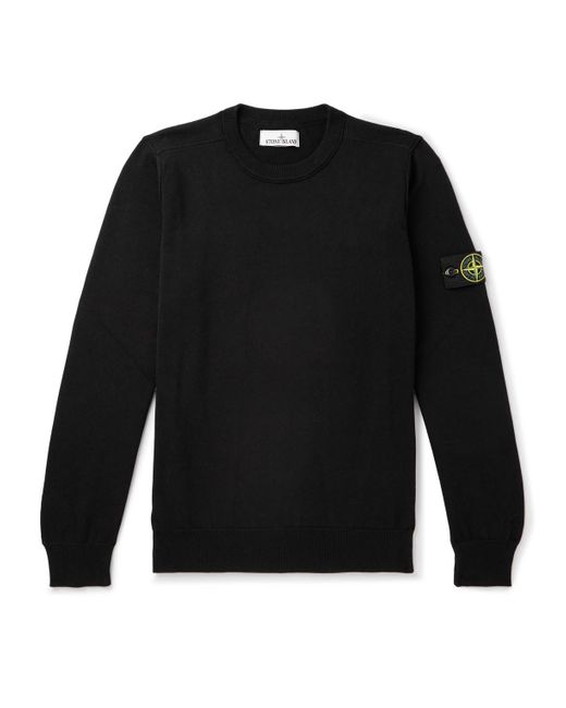 Stone Island Black Logo-appliquéd Cotton Sweater for men