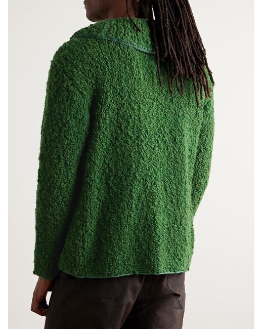 Bode Green Moppet Wool-Bouclé Cardigan for men