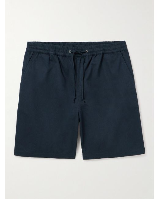 Universal Works Beach gerade geschnittene Shorts aus Baumwoll-Twill in Blue für Herren