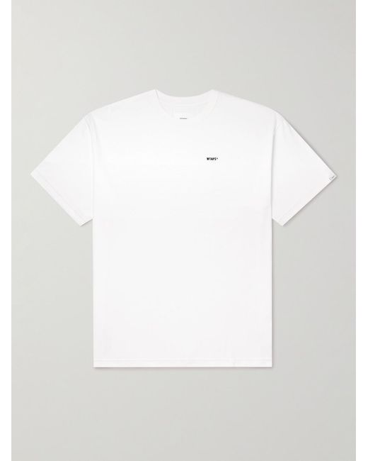 (w)taps White Logo-Embroidered Cotton-Jersey T-Shirt for men