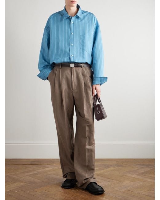 Acne Blue Soffia Oversized Striped Lyocell-Blend Shirt for men