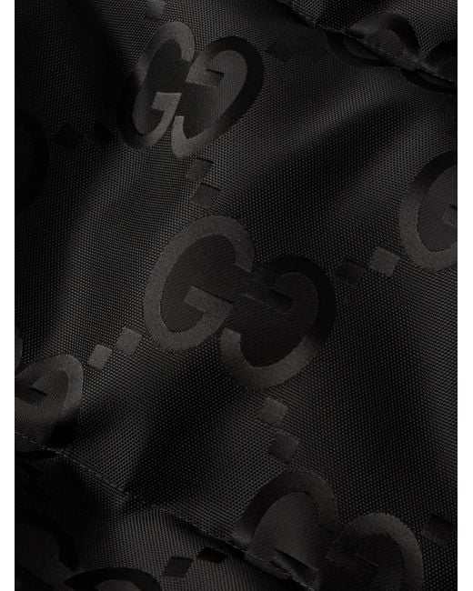 Gucci Black Quilted Logo-jacquard Shell Hooded Down Jacket for men