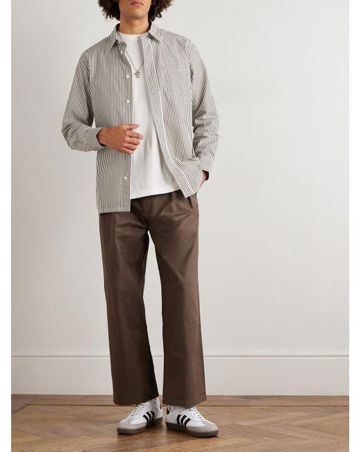 Colby 50009 Striped Organic Cotton-Poplin Shirt di NN07 in Gray da Uomo