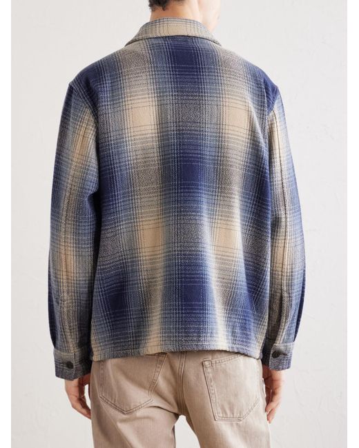 RRL Blue Checked Wool Overshirt for men