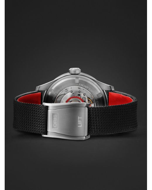 Orologio automatico 41,5 mm in acciaio inossidabile con rivestimento in PVD e cinturino in tela di Oris in Black da Uomo
