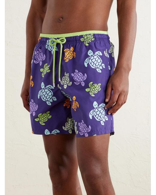 Vilebrequin Blue Moka Straight-Leg Mid-Length Printed Econyl Swim Shorts for men