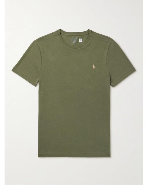 Polo Ralph Lauren Green Slim-fit Logo-embroidered Cotton-jersey T-shirt for men