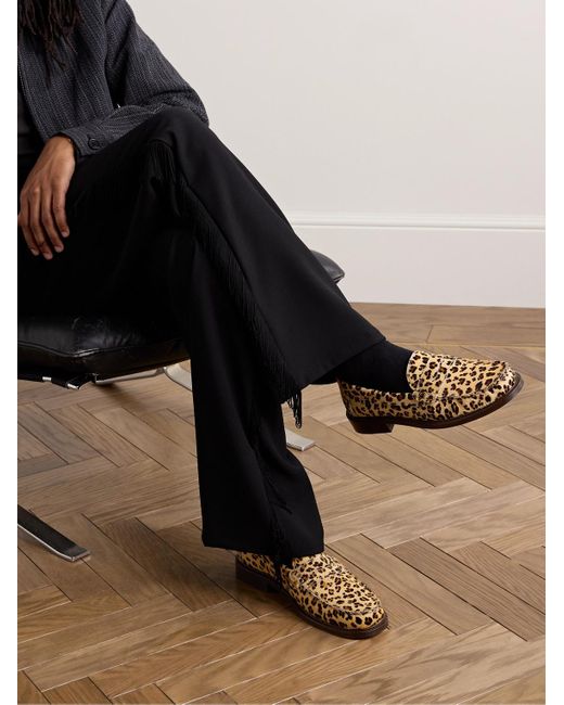 VINNY'S Natural Yardee Leopard-print Calf-hair Penny Loafers for men