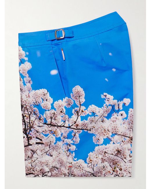 Orlebar Brown Blue Bulldog Straight-leg Mid-length Printed Swim Shorts for men