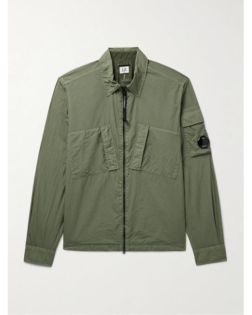 Overshirt in Taylon L con logo applicato di C P Company in Green da Uomo