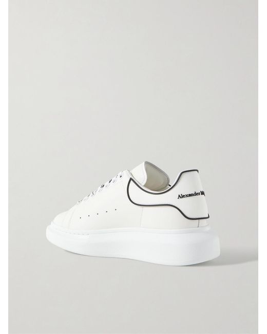 McQueen White Exaggerated-Sole Rubber-trimmed Leather Sneakers for men