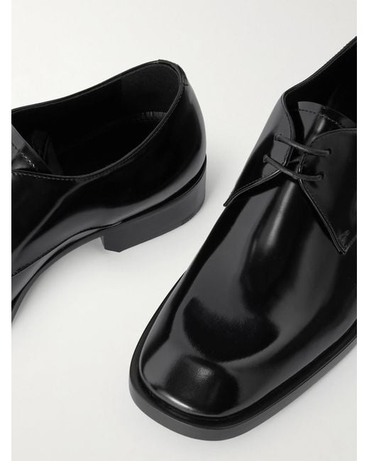 Saint Laurent Black Vadim Glossed-Leather Derby Shoes for men