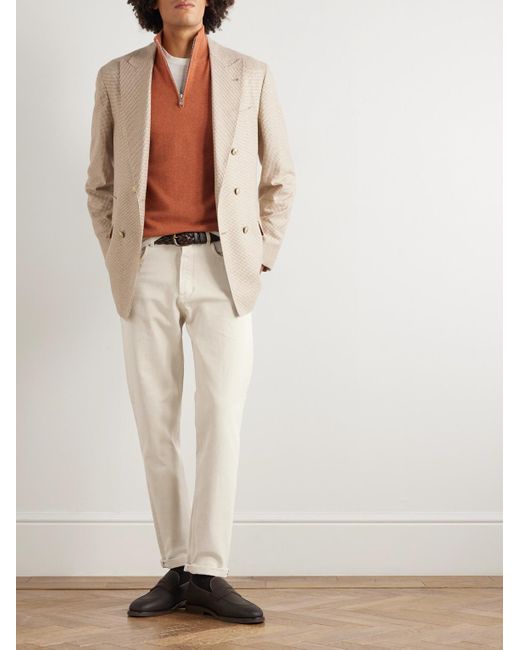 Brunello Cucinelli Natural Slim-fit Cotton-corduroy Trousers for men