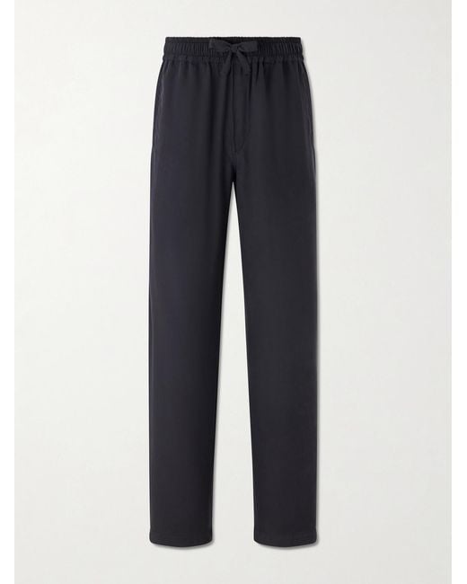Saman Amel Blue Straight-Leg Silk Trousers for men