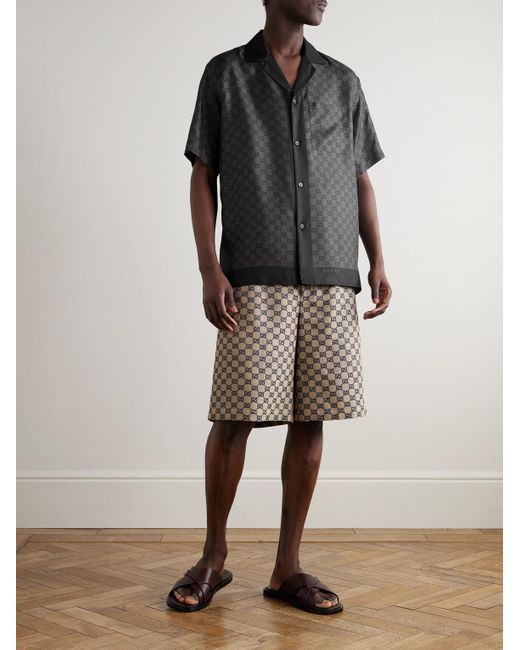 Gucci Black Printed Silk Twill Bowling Shirt, Size 60, Ready-To-Wear for men