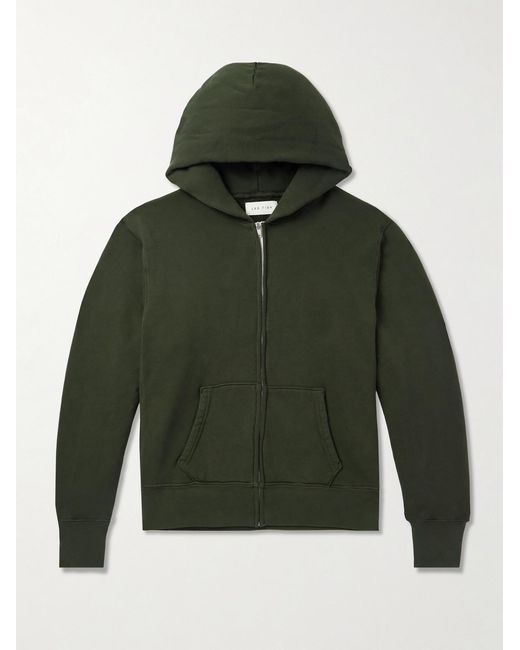 Les Tien Green Garment-Dyed Cotton-Jersey Zip Hoodie for men