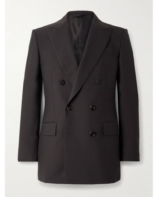 Tom Ford Black Hopsack Double-breasted Wool Suit Jacket for men