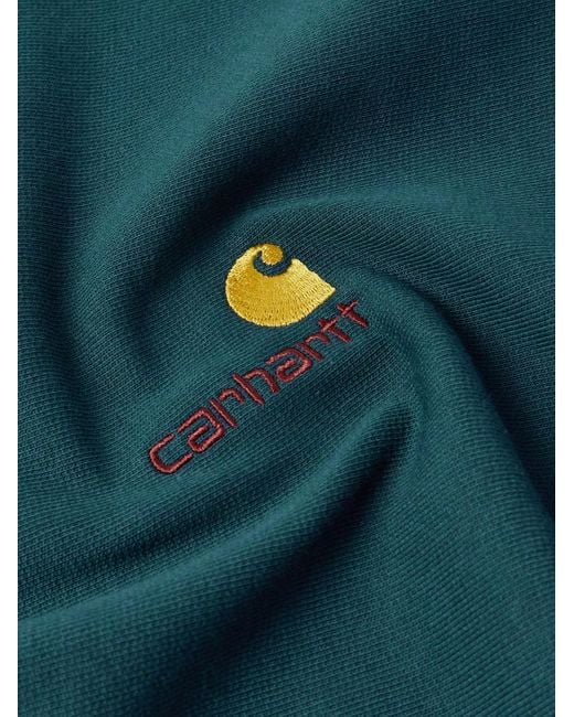 Carhartt Blue American Script Cotton-blend Jersey Half-zip Sweatshirt for men