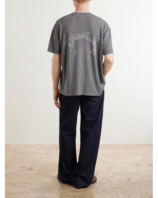 CHERRY LA Gray Printed Cotton-Jersey T-Shirt for men